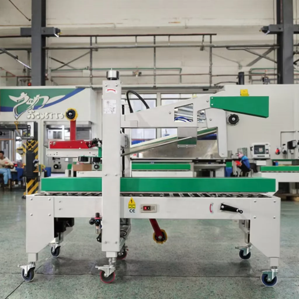 

Easy-to-Operate Automatic Case Box Carton Sealer Belt Drive Taping Machine Upper Flaps Closing for Chemical Commodity