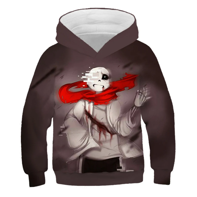 New Undertale Animation Peripheral  Printed Childrens Hooded Sweatshirt Cartoon  Skeleton Brothers Two-dimensional Boys Pullover