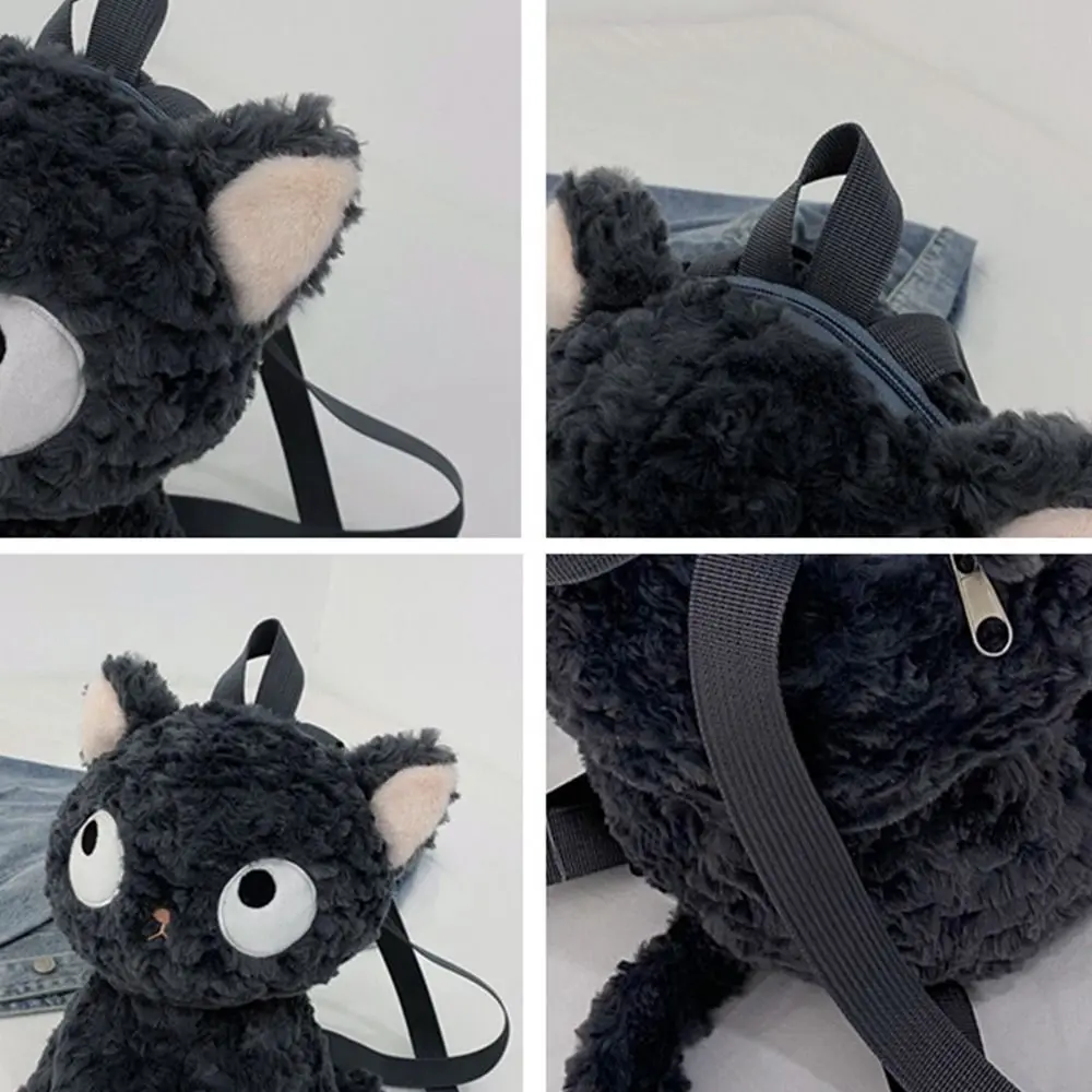 Weiche Plüsch Spielzeug Schwarze Katze Rucksack Puppe Große Kapazität Kinder Schule Tasche Plüsch JK Lolita Tier Schulter Tasche Dame