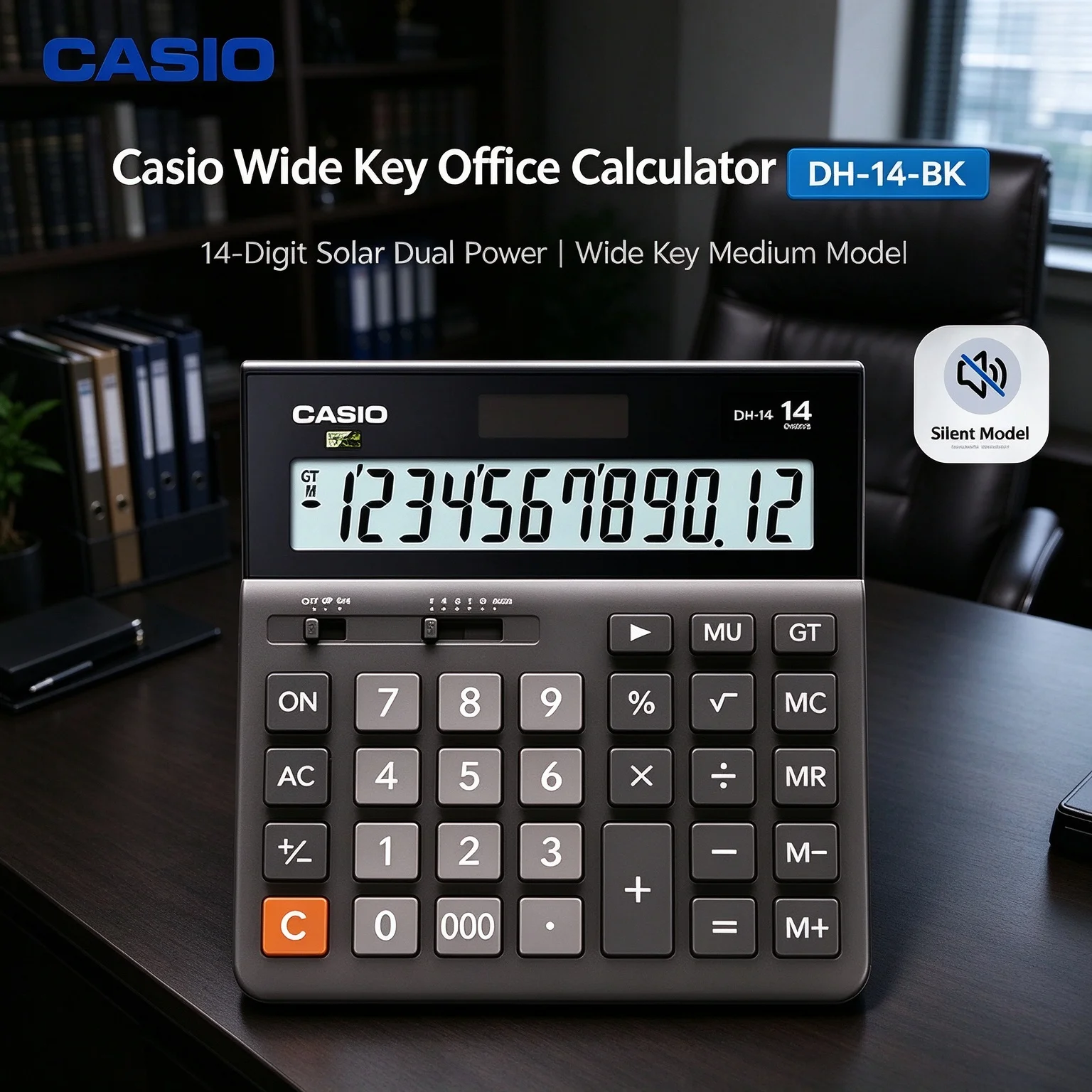 Casio Dual Power Office Calculator MH-12/DH-12/DH-14/MX-12B/MX-120B, great for accountants on daily finance and billing tasks