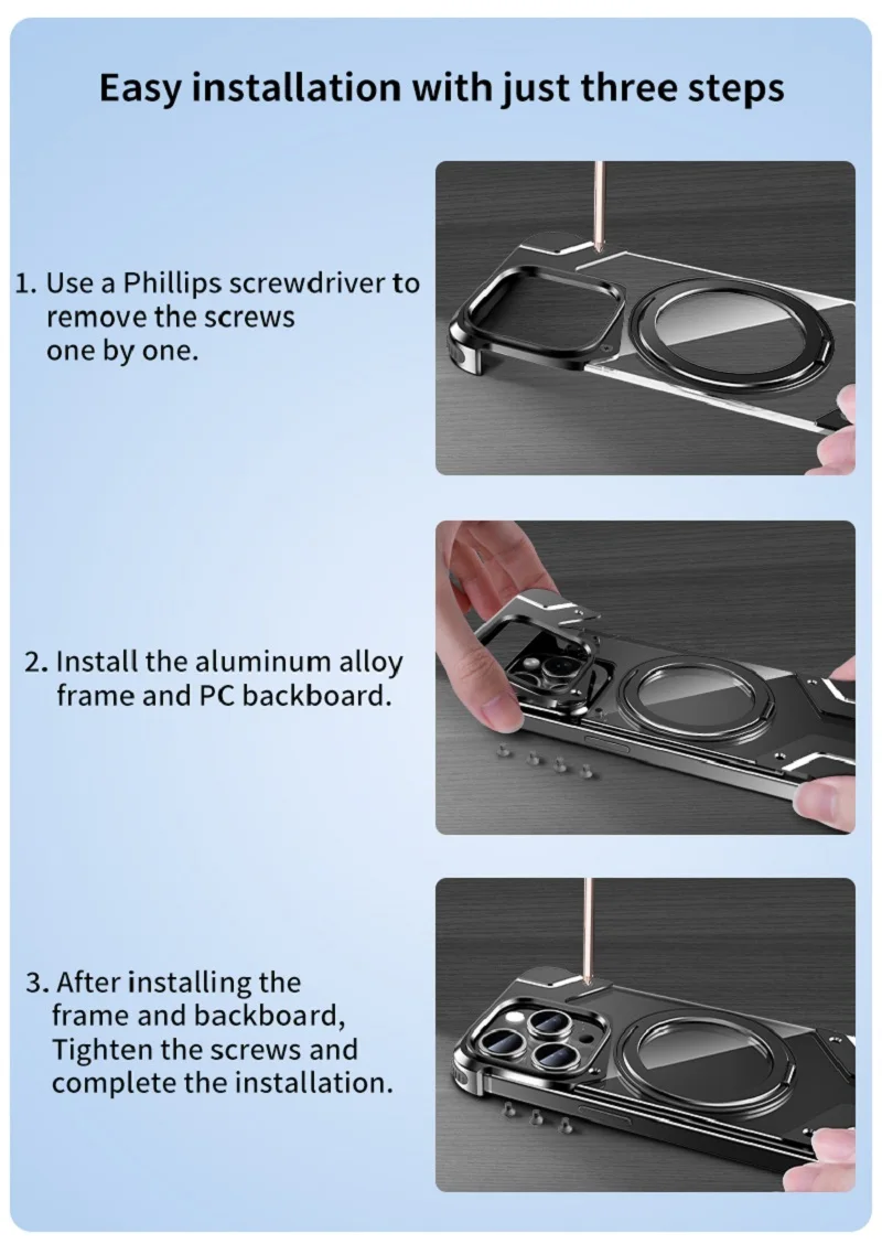 Aluminum Alloy Frame Magnetic Phone Case For iPhone 16 Pro Max 14 13 15 Plus Metal Frameless Transparent PC Hard Cover