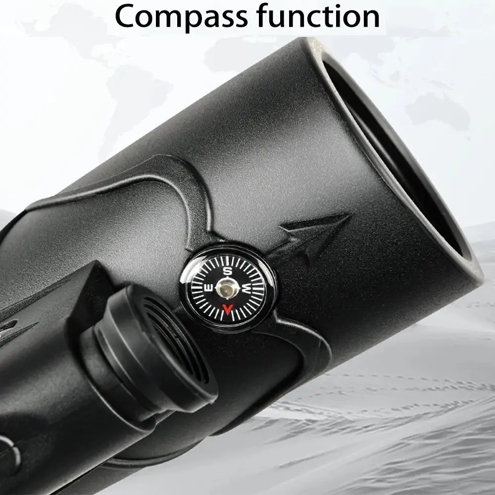 12X50 monocular telescope, capable of long-distance observation, equipped with LED lights suitable for outdoor fishing, camping