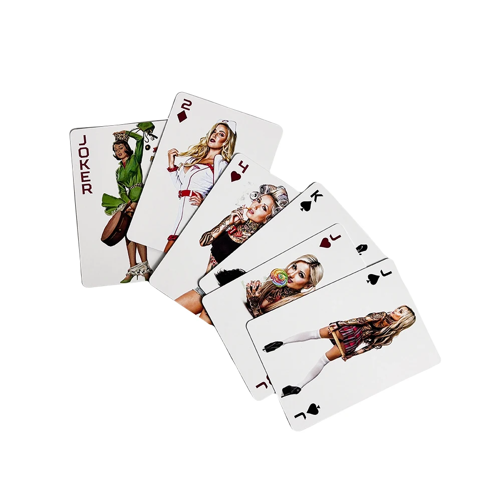 Pin-up Kız Oyun Kartları Su Geçirmez Kart Destesi Her Türlü Poker için Tüm Farklı Vintage Kız Kulübü Klasik Poker