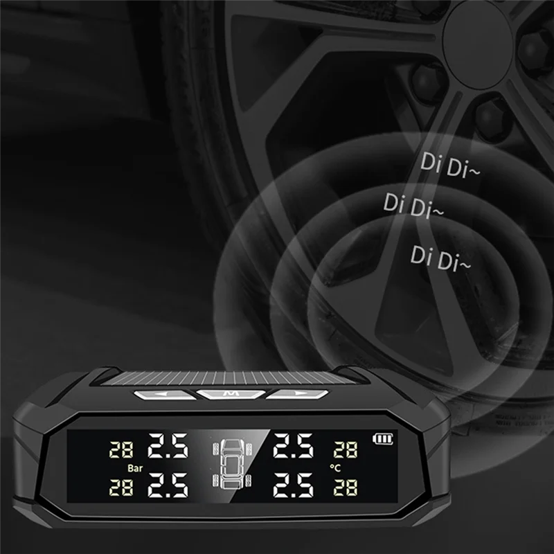 

Автомобильный TPMS на солнечной энергии, цифровой ЖК-дисплей, автомобильная охранная сигнализация, система контроля давления в шинах с 4 датчиками