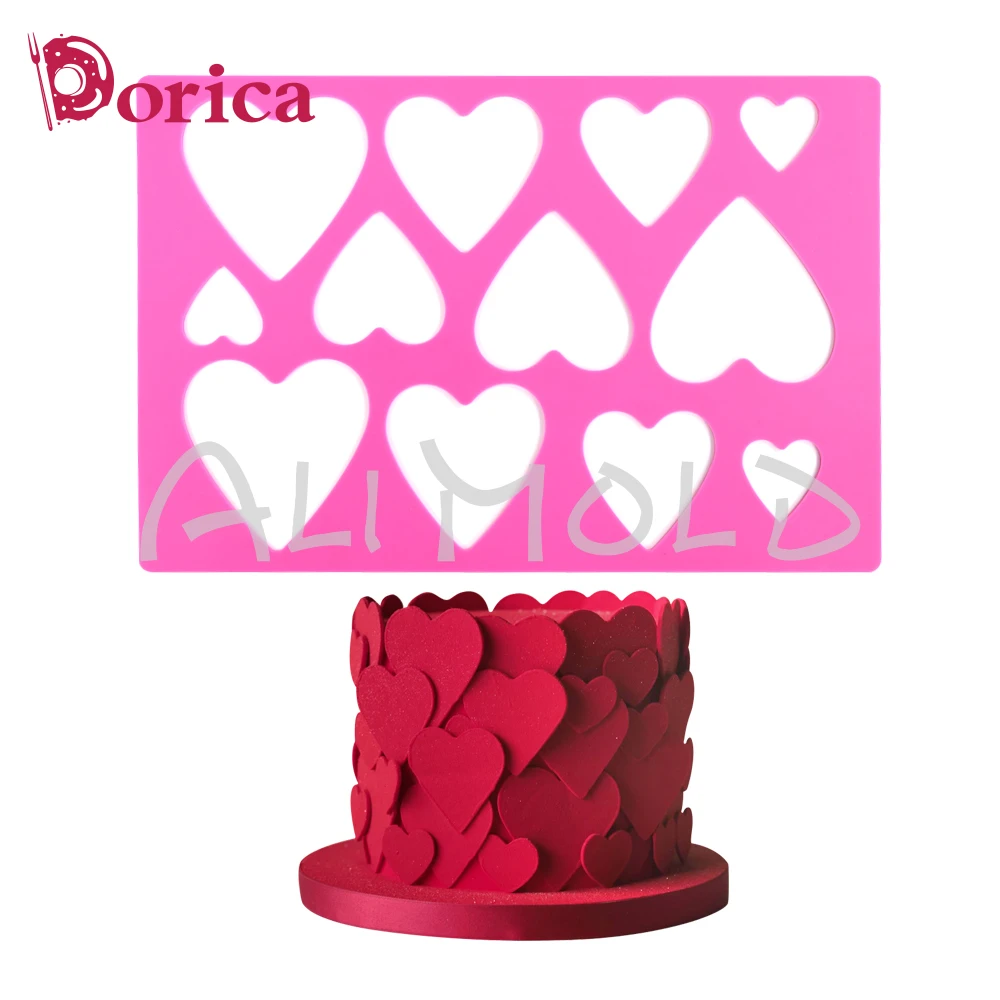 Love Heart Silicone Chocolate Chablon Molds Cookie Stencil Mould Valentine Cake Decorating Tools Kitchen Bakeware Accessories