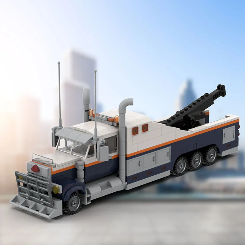 

680psc small particle building blocks MOC city traffic rescue vehicle transport truck trailer model children's toy gift