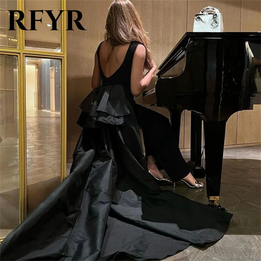 RFYR Black Evening Dresses Velvet Satin فستان سهرة Mermaid Formal Party Dresses With Big Bow Women Prom Dress Customized