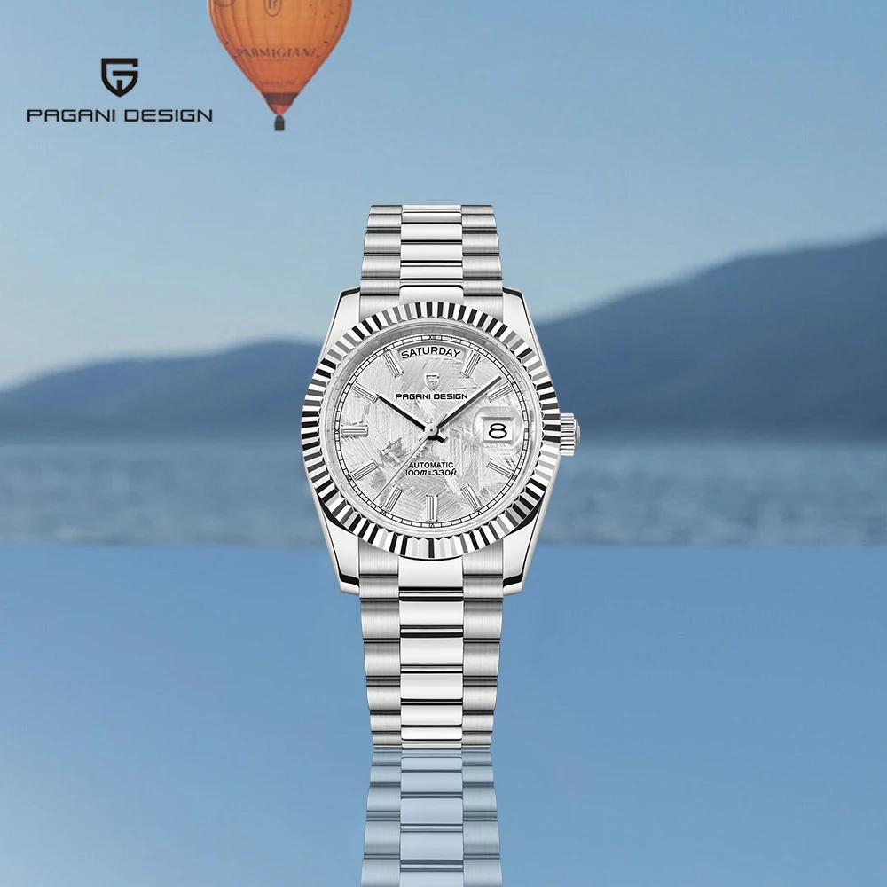 PAGANI DESIGN ساعة رجالي ساعة أوتوماتيكية فاخرة الميكانيكية ساعة رجالي الفولاذ المقاوم للصدأ مقاوم للماء ساعة اليد AR الياقوت مرآة
