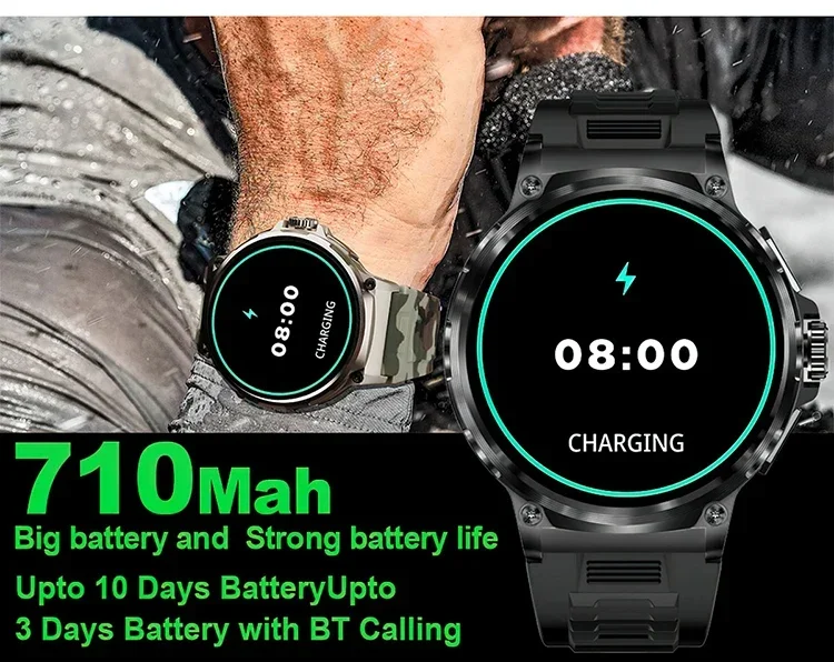 Trending V69 1.85''  Big Screen Smart Watch 710mah Large Capacity Battery Ruuged Outdoor Tactical Smartwatch for Men