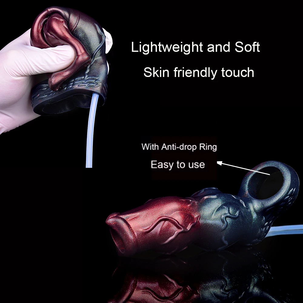 LICKER Squirting Penis Sleeve Spray Water Dildo Cover Fantasy Cock Enlargement Sex Toys For Men Delay Ejaculation Sexy Adult Man