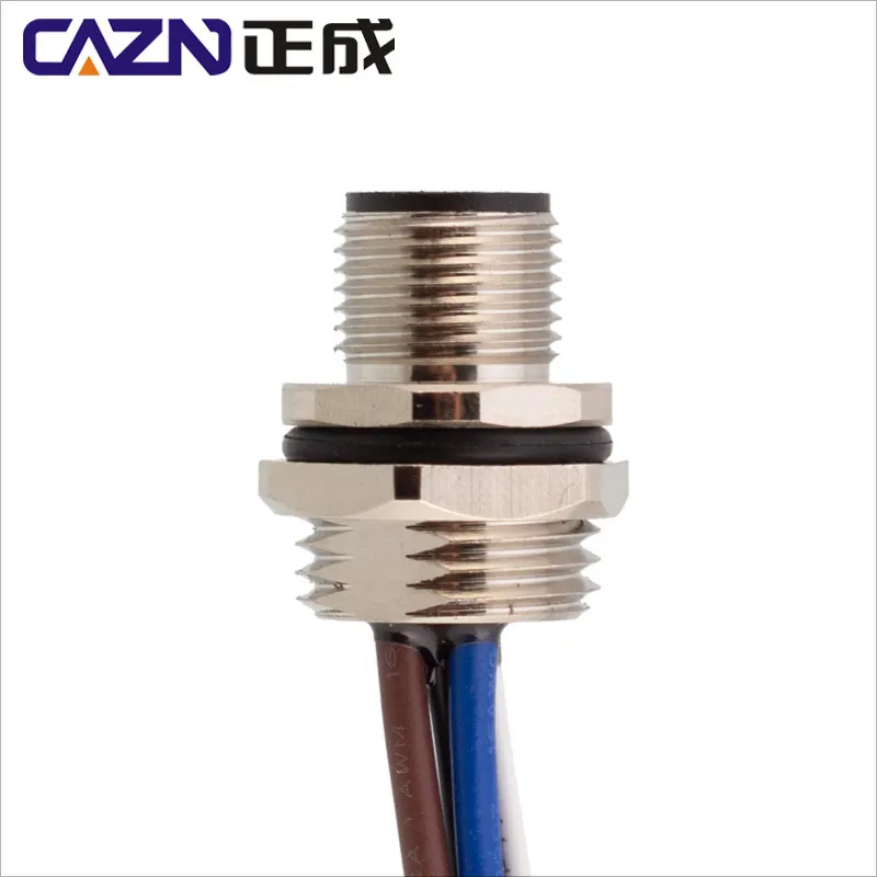 Hot sales M12 Male Female Panel Mount Connector With 30cm Wires Glue filling different Pin A B C D Code Type Solder Single Wires