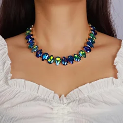 Vedawas Exaggerated Colorfu Rhinestone Necklace,Blingbling Wedding Banquet Choker Women Jewelry,Gifts to Lover and Friends