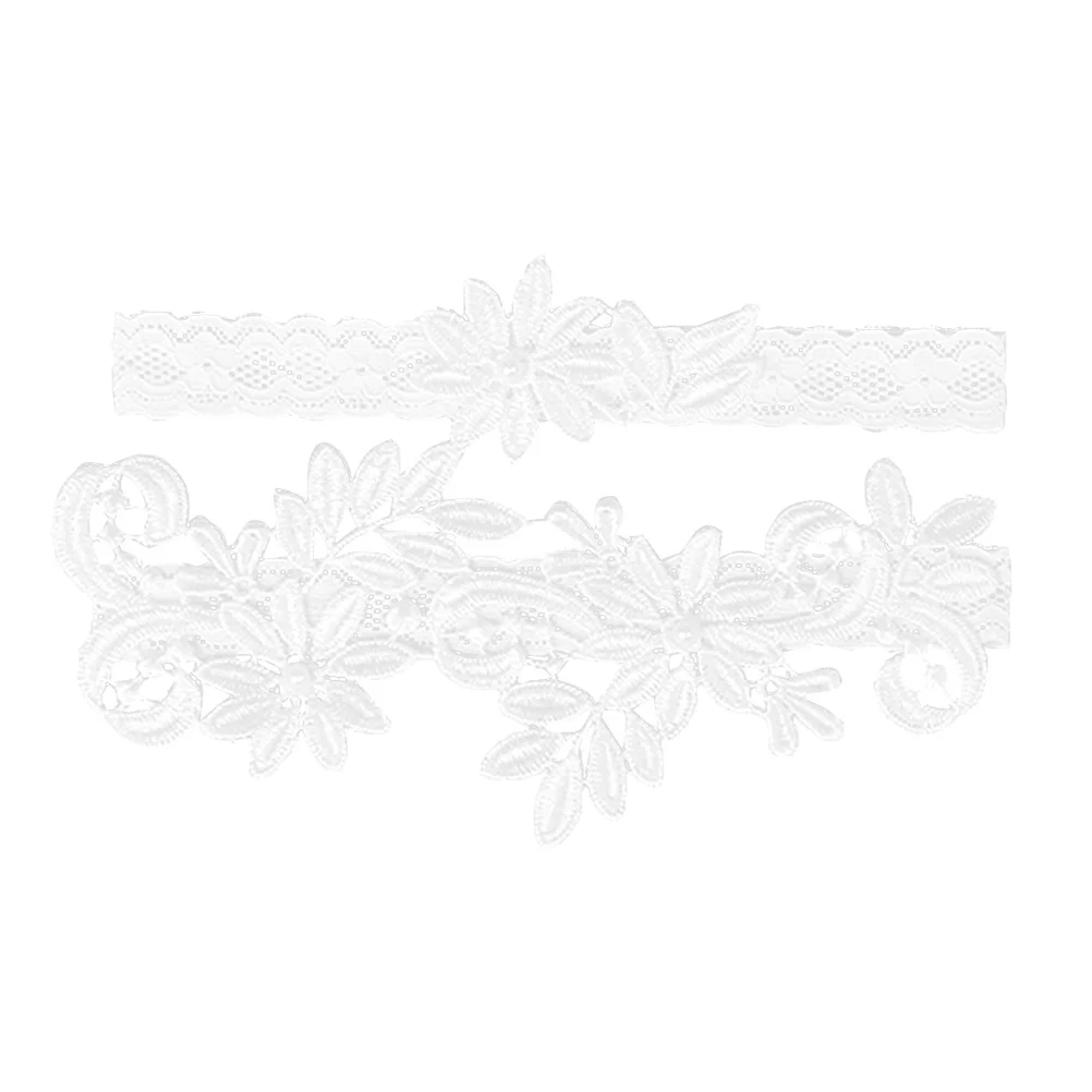 2 Stück Hochzeit Braut Spitze Blumen Strumpfband elastisch genäht stabil verstellbar Blumen Fuß Dekor perfekt für Hochzeit Party Abschlussball