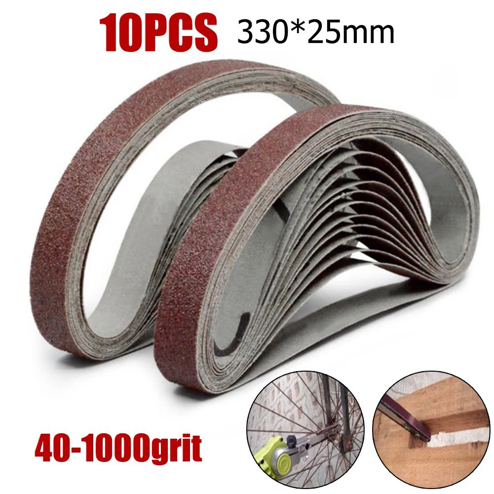 10pcs 25*330mm Sanding Belt 40-1000Grit Grinding And Polishing For Angle Grinder Herramientas Penetration Power Tool Sets