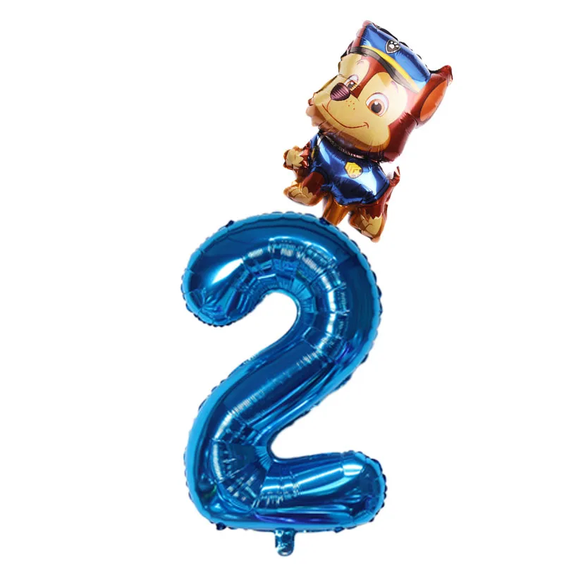 Cartoon paw patrol 32 inches Number Foil Balloons  Chase Skye Rubble Child Birthday Party Decoration Balloon kids toy view 3