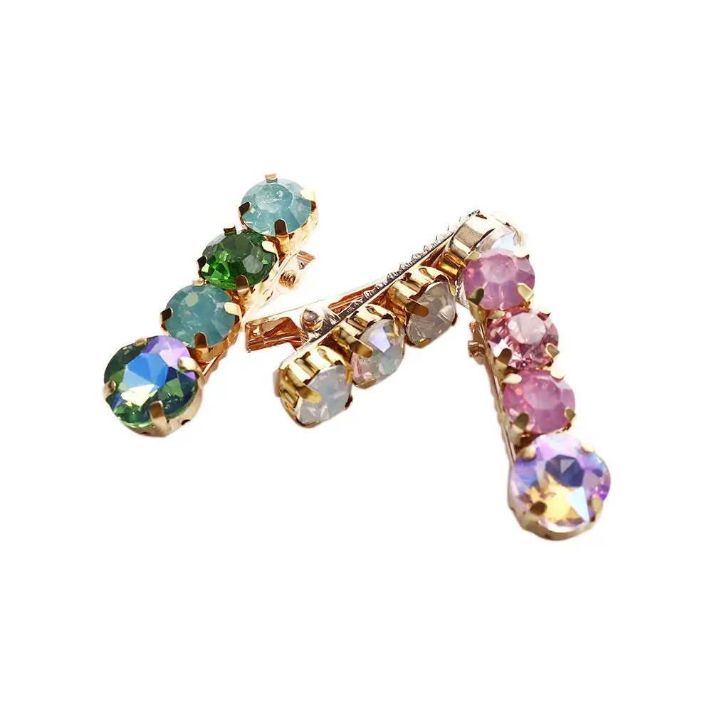المشابك الصغيرة فتاة مشبك شعر جوهرة ملونة حجر الراين دبوس الشعر الإناث إكسسوارات الشعر الكورية نمط أغطية الرأس الخرز مشبك شعر #6