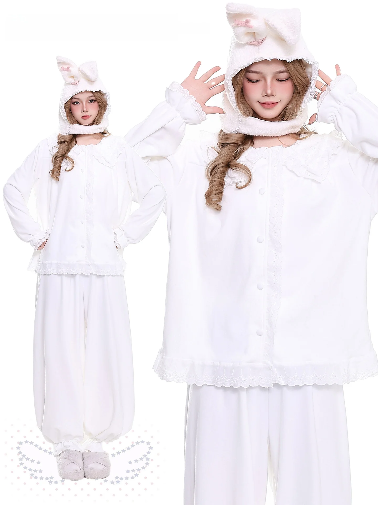 

Princ Sle Coral Fce Spwear Women's Loose Comfortable Home Clothes Long Sve round Ne Soft Polyester T-irt