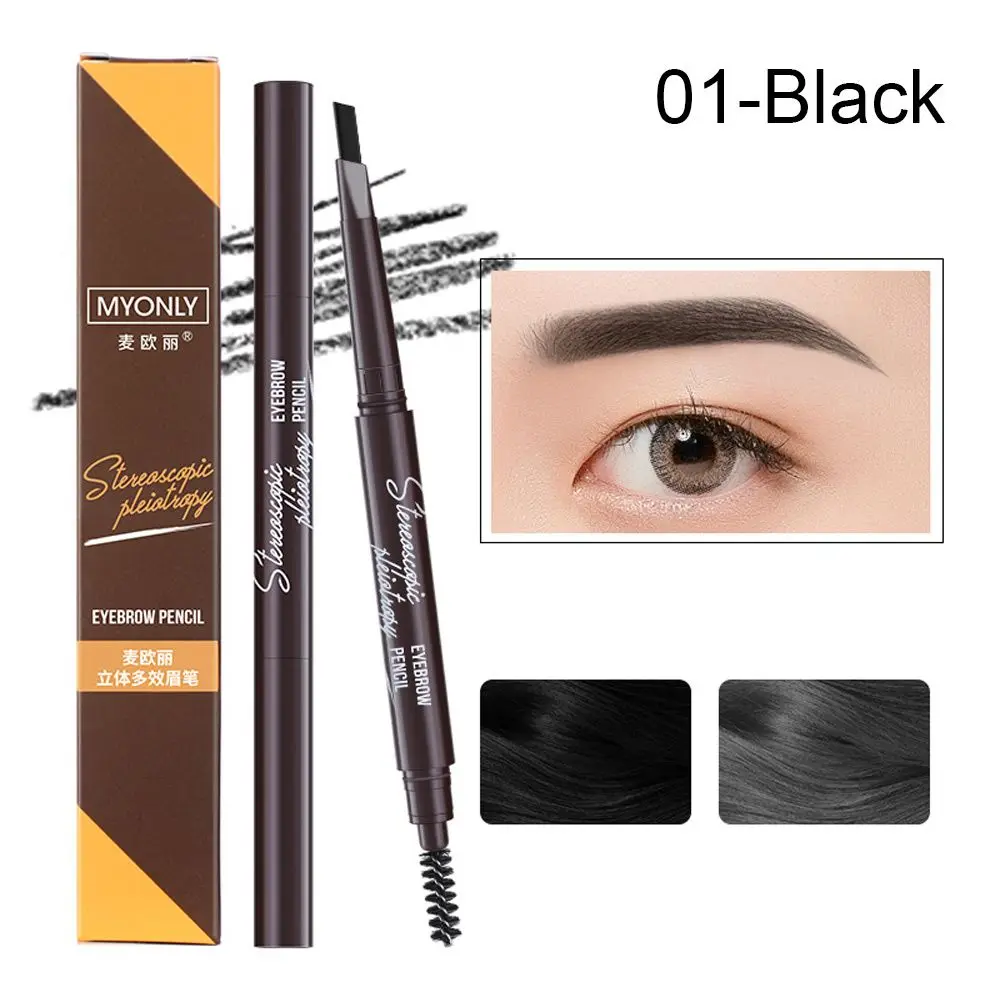 Fashion Beginners Waterproof Triangular Eyebrow Pen Eyebrow Brush Double Head Eyebrow Pencil Three-Dimensional