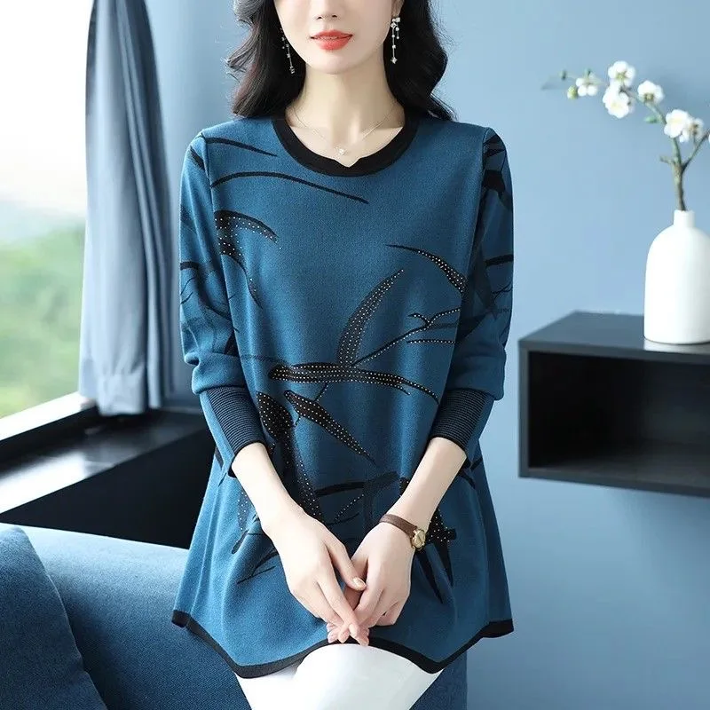 

Свитер с цветочным принтом, женский осенне-зимний пуловер, женская одежда, топ с длинными рукавами, повседневный трикотаж, свитера