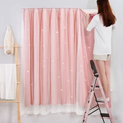 1pcs fashionable cute blackout curtains with star hollow pattern, suitable for children's bedroom, living room decoration