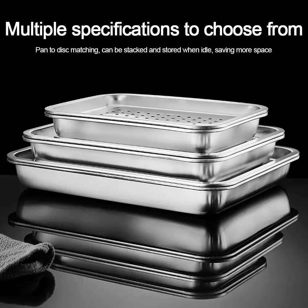 New Stainless Steel Tea Tray Rectangle Japanese Style Serving Plate Barbecue Plate Kitchen Bar