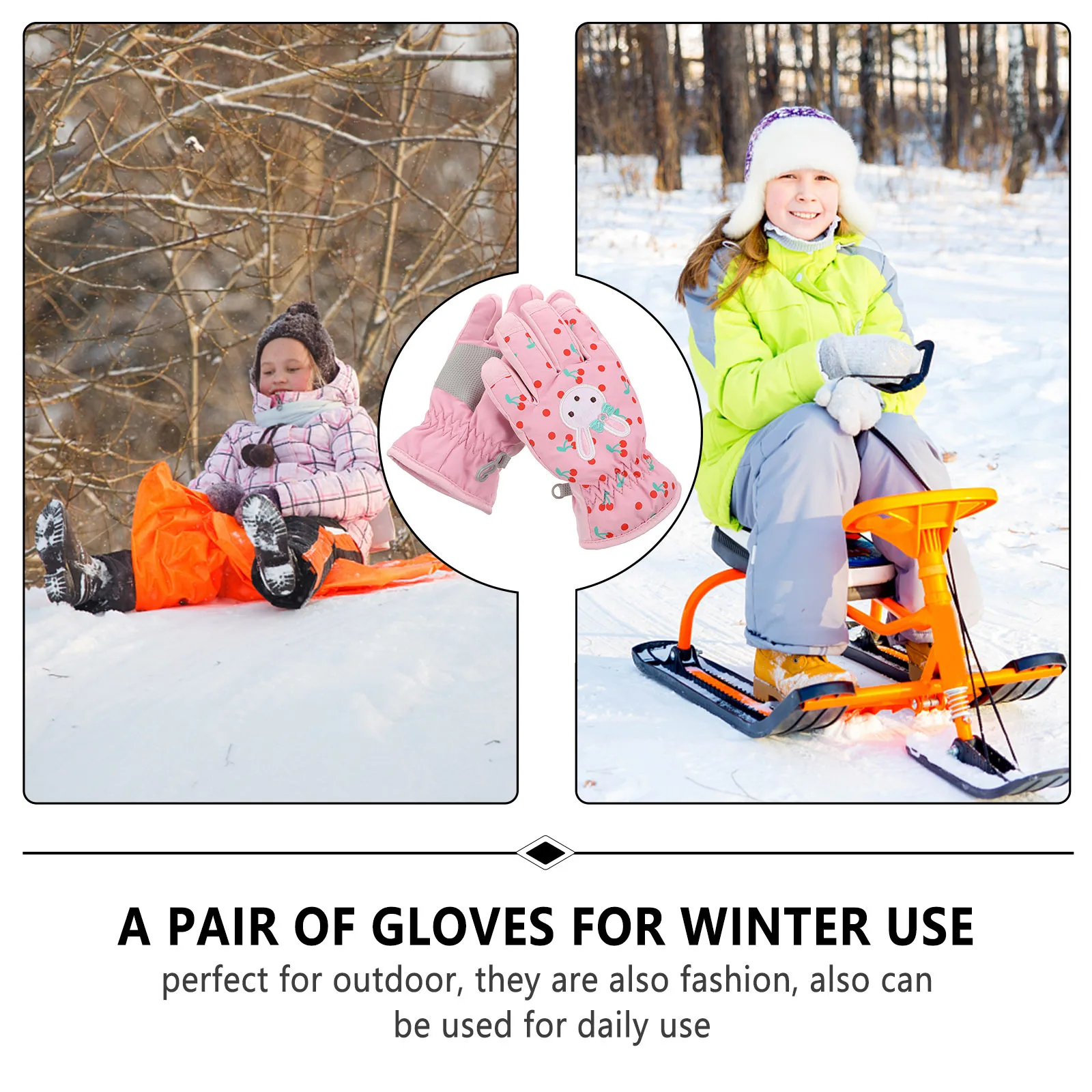 

1Pair Warm Ski Gloves for Kids Waterproof Windproof Children Gloves for Winter Sports Mountain Climbing Cycling Child Ski Glove