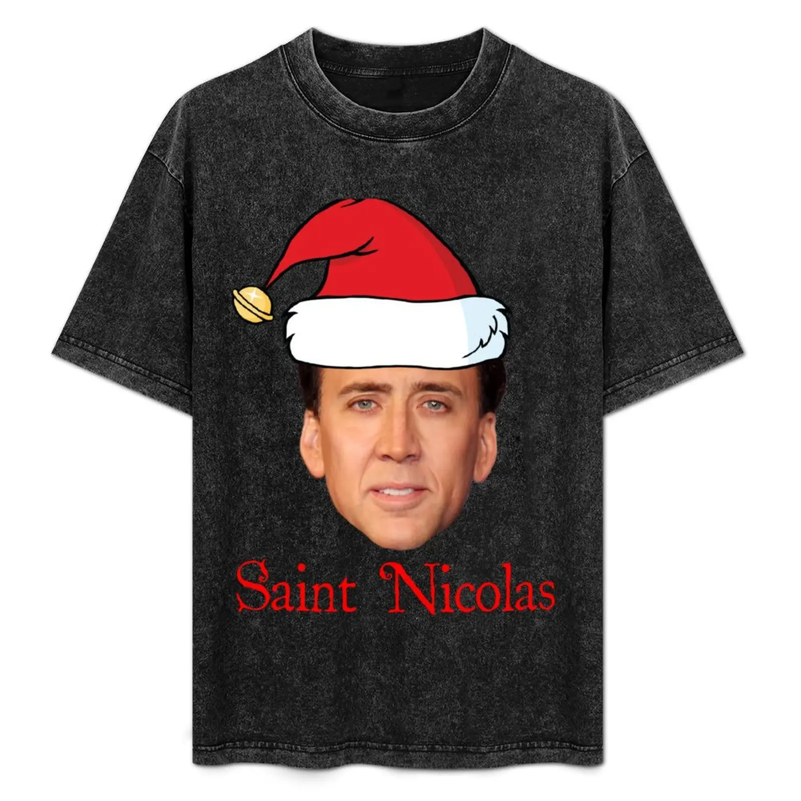 

Saint Nicolas Cage Christmas T-Shirt Gym Wear Breathable Short Sleeve Tee