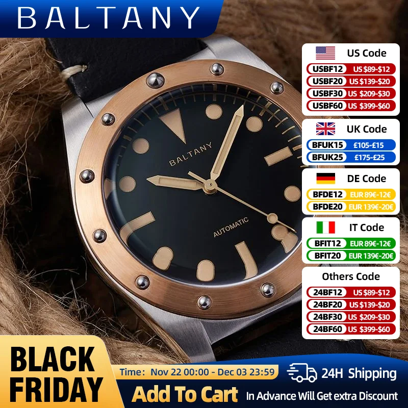 Vintage Watch Unique Tonneau Bronze And Stainless Steel Case 200M Waterproof Leather Strap NH38 Automation Mechanical Wristwatch