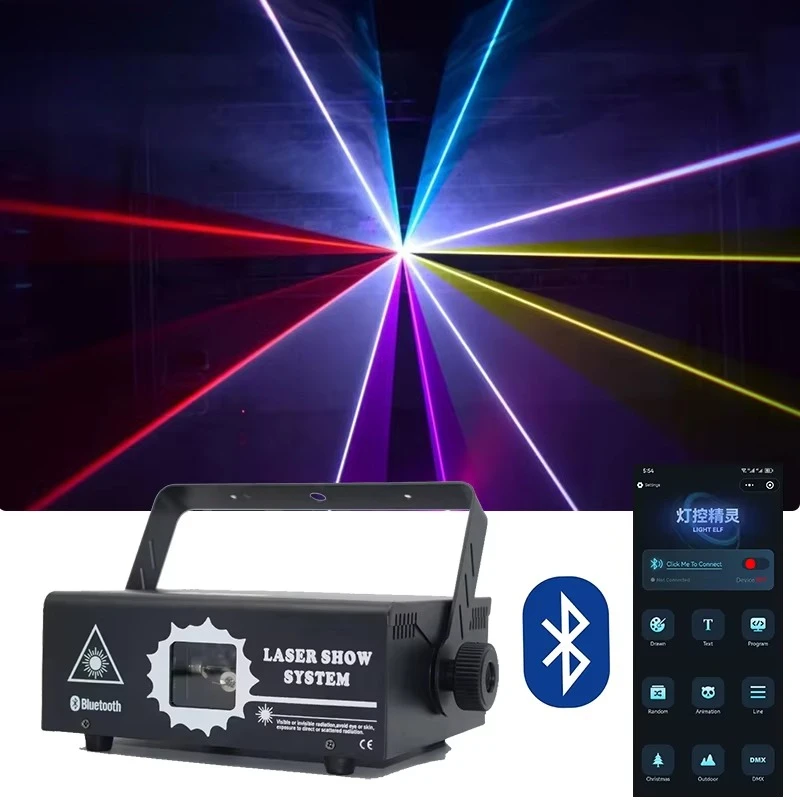 Easy Use 1W Dj Laser RGB Stage Lighting Projector Scan Beam Line Animation Wedding Disco Party Lights