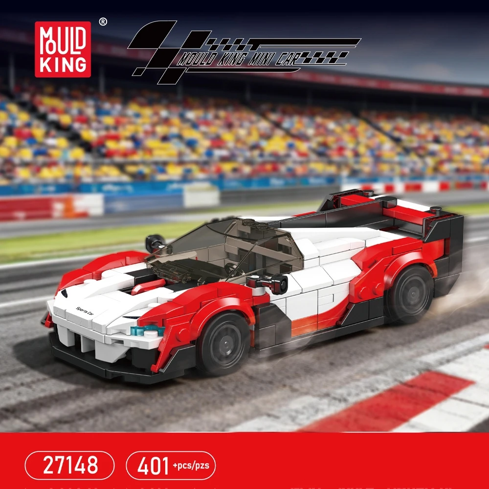 Mould King Mini Race Car Building Blocks 27145‑27148, 4‑in‑1 Sports Vehicle Model Bricks, Desktop Decor Toy Gift