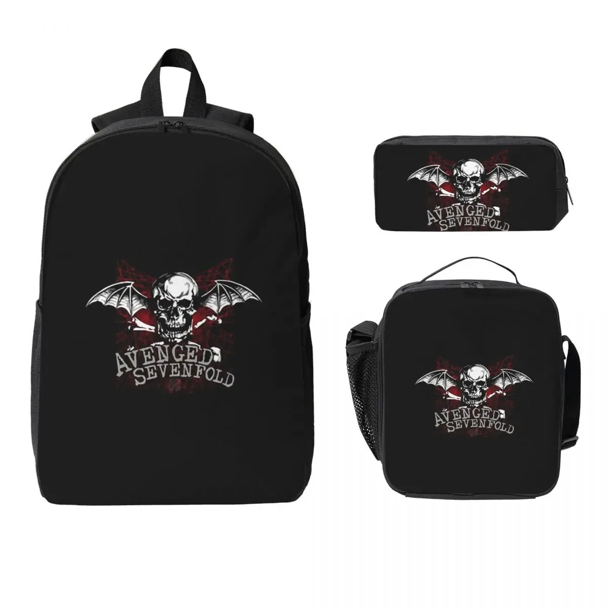 

Avenged Sevenfold Backpack Student Boys Girls BookBag School Bag Laptop Shoulder Bags 3ps Insulated Lunch Bag Pencil Case