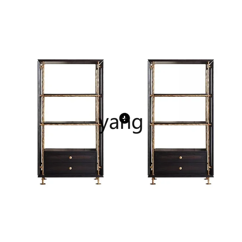 

lmm Retro Living Room Floor-to-Wall Shelf Solid Wood Display Cabinet
