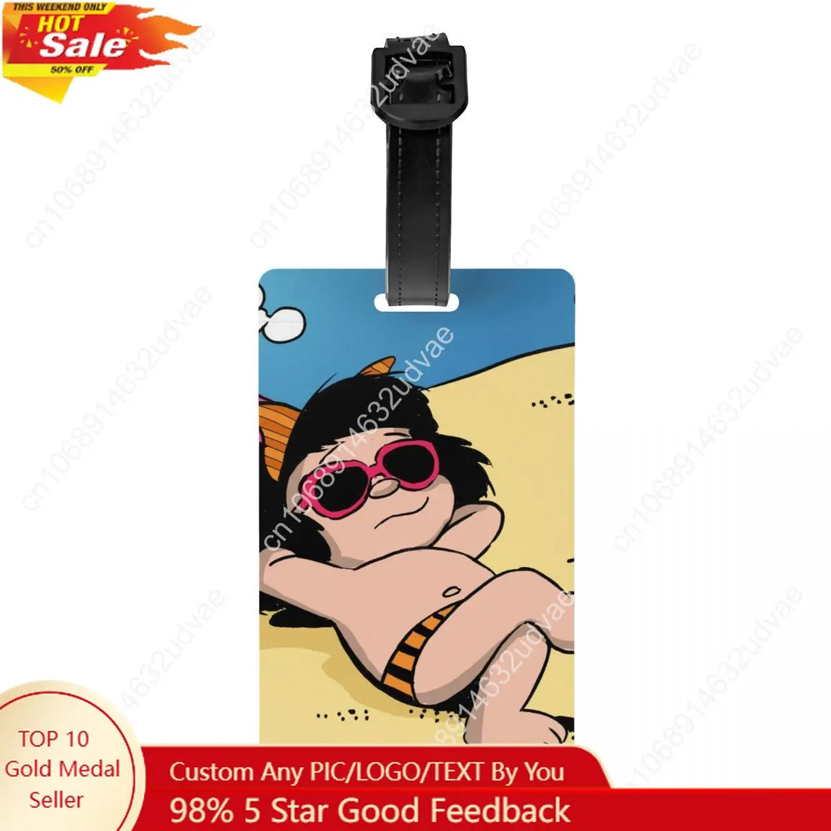 

Custom Free Happy Mafalda Luggage Tag With Name Card Cartoon Anime Privacy Cover ID Label for Travel Bag Suitcase