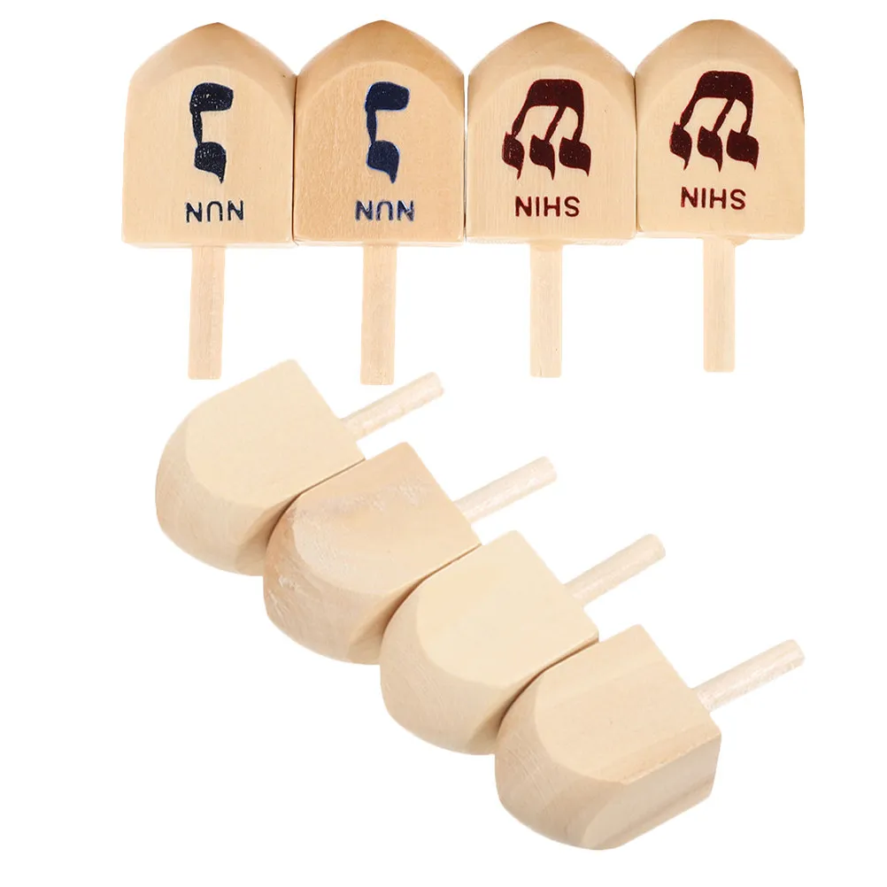 

8Pcs Wood Dreidels Children's Motor Skill Development Spinning Top Hanukkah Craft Activity Family Celebration Fun Set