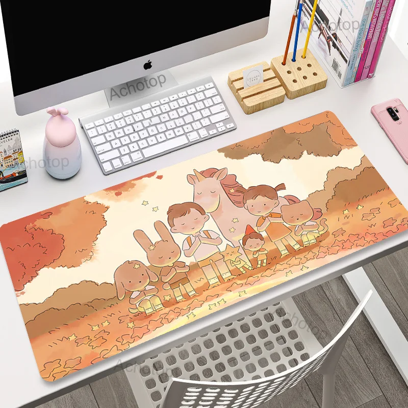 Deskpad Laptop Mouse Mat 300x800 Cute Illustration Pink Pad Desk Mats Kawaii Mouse Pad XL Cute Large For Office Deskpad Mousepad