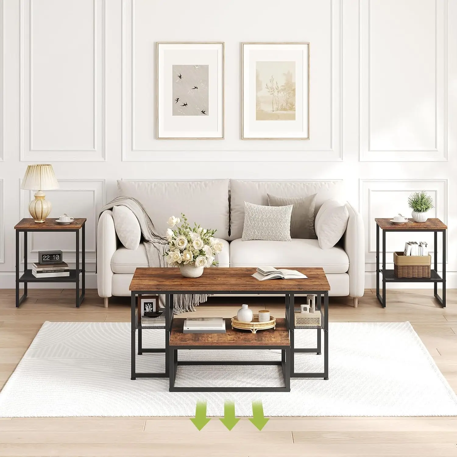 Nesting Coffee Table Set 4pcs Living Room Side End Tables, Customized