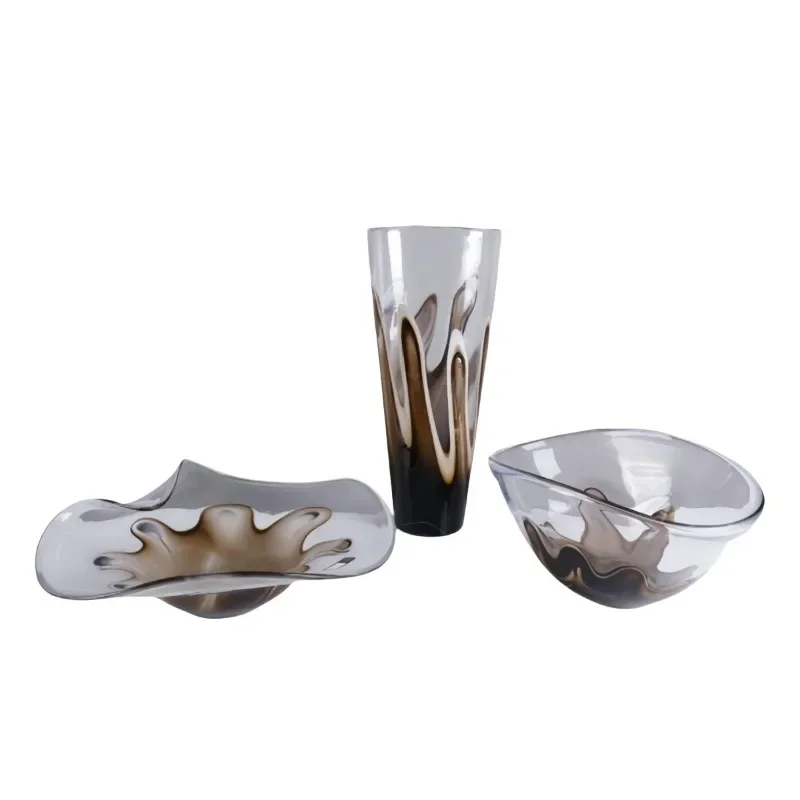 Modern home accessories, glass vases, light luxury ornaments, dining table flower arrangements, fruit plates, soft packaging