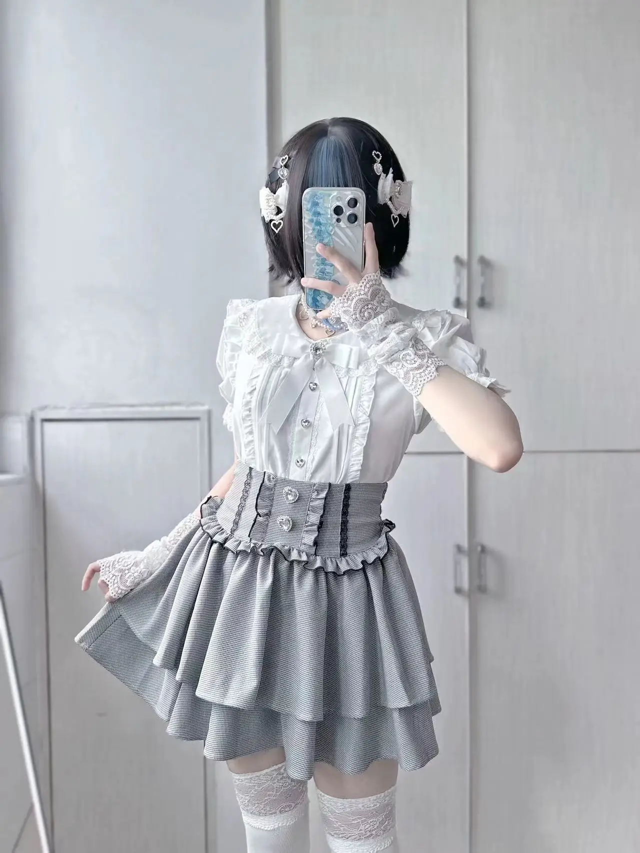 

Японская милая милая юбка-торт в стиле Лолиты Y2k, женская юбка с высокой талией и стразами, клетчатые многослойные юбки с рюшами, кавайные мини-юбки трапециевидной формы