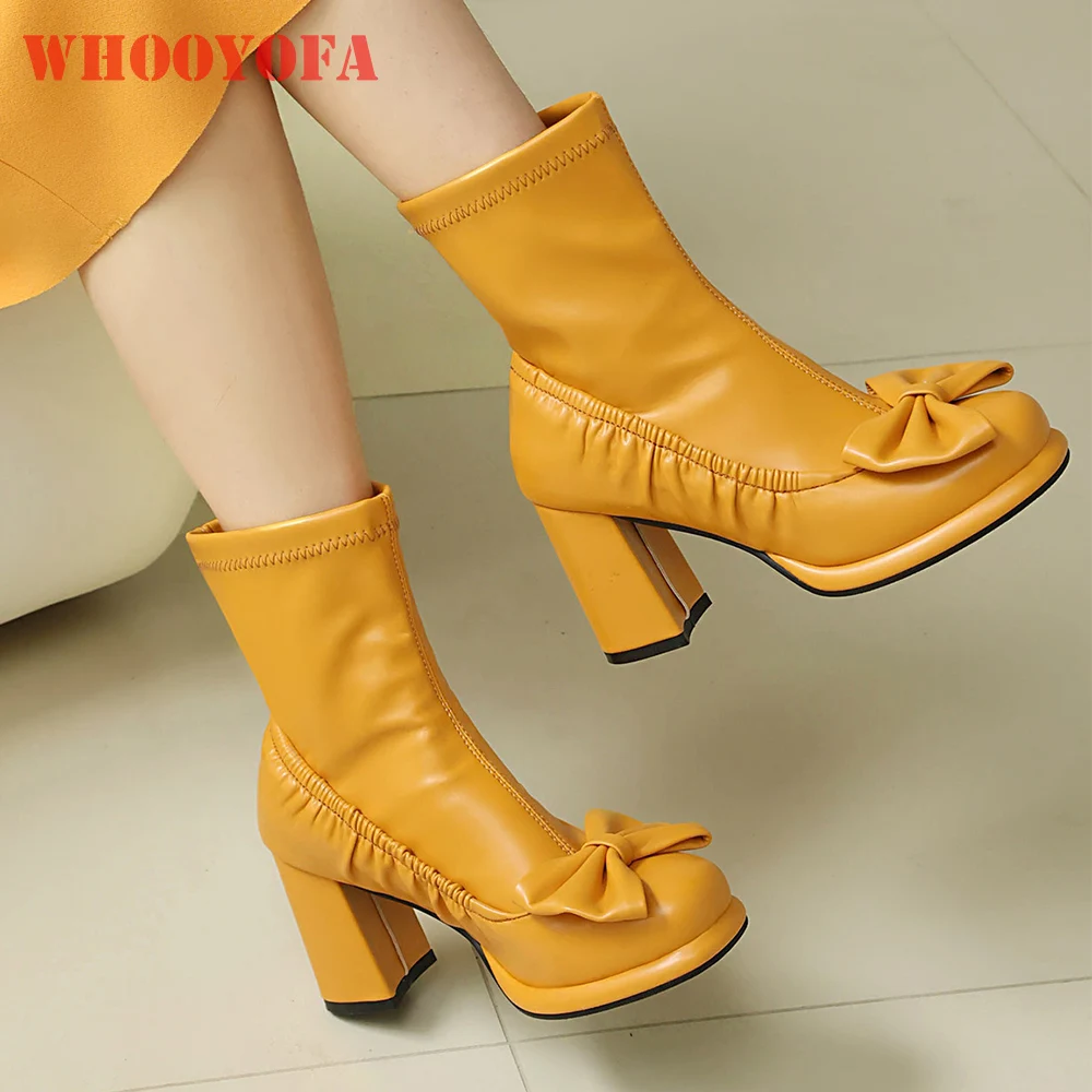 Botines de Moda de Invierno 2026 para Mujer, Ajuste Ancho, Tacón Grueso de 8 cm, Zapatos Casuales de Mujer, Tallas Pequeñas, Grandes y Plus Size 11 44 48