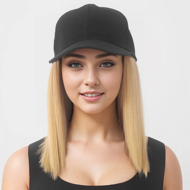 レディースショートストレートヘアフード付きパーティーヘッドウェア鎖骨ヘアボブヘアカットウィッグカバー女性デイリー服に合わせた一体型ウィッグキャップ