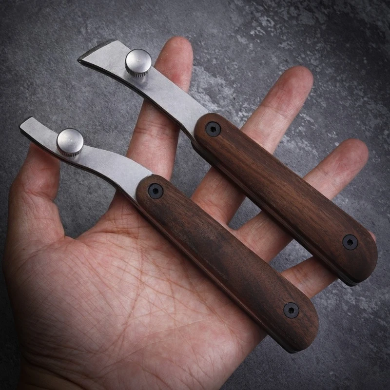 Wood Handle Leather Edge Creaser Groover Set Adjustable Stitching Groover DIY Leather Craft Tool for Carving Paring