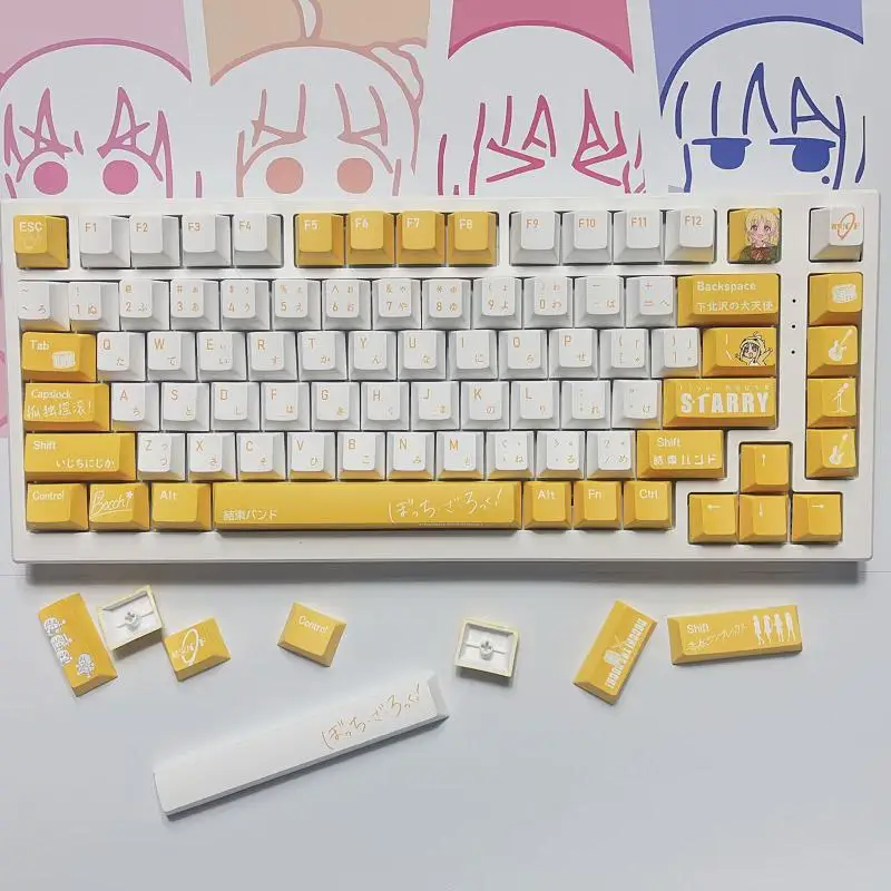 Custom Anime Bocchi the Rock Ijichi Nijika Theme 138 Keys PBT Dye Sub Backlit for ANSI Layout Gaming Gift