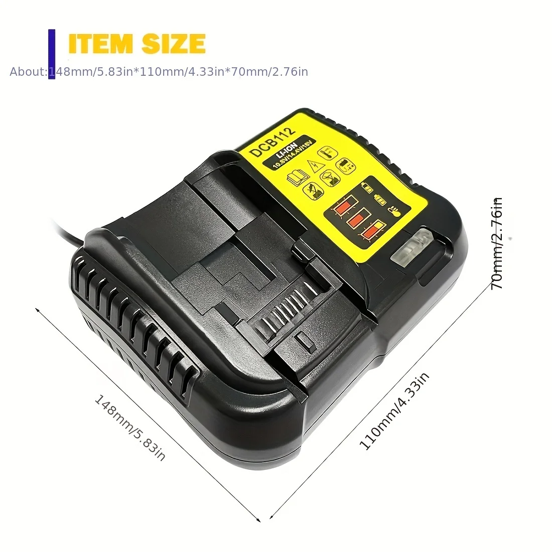 DCB112 Lithium Battery Charger For Dewalt 10.8V 12V 14.4V 18V 20V DCB206 DCB205 DCB204 DCB203 DCB120,DCB107 DCB115 DCB105