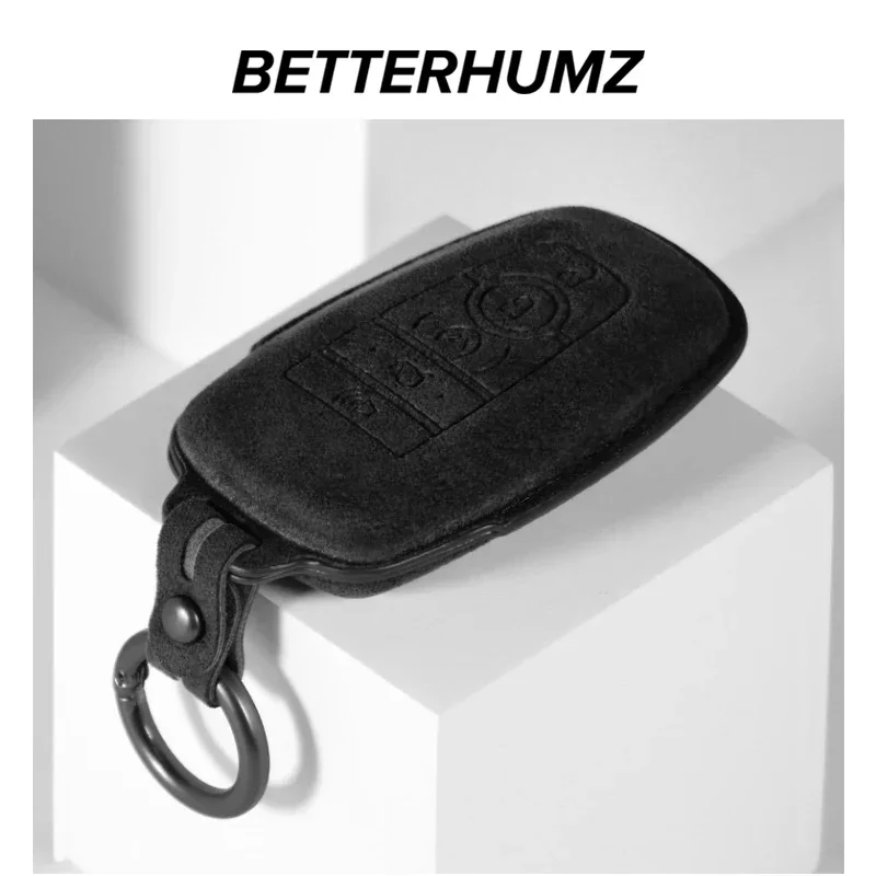 Betterhumz Car Key Case Cover for Ford Mustang Fusion Explorer F-150 F-250 F-350 2024 Made of Alcantara Shell Holder Accessories