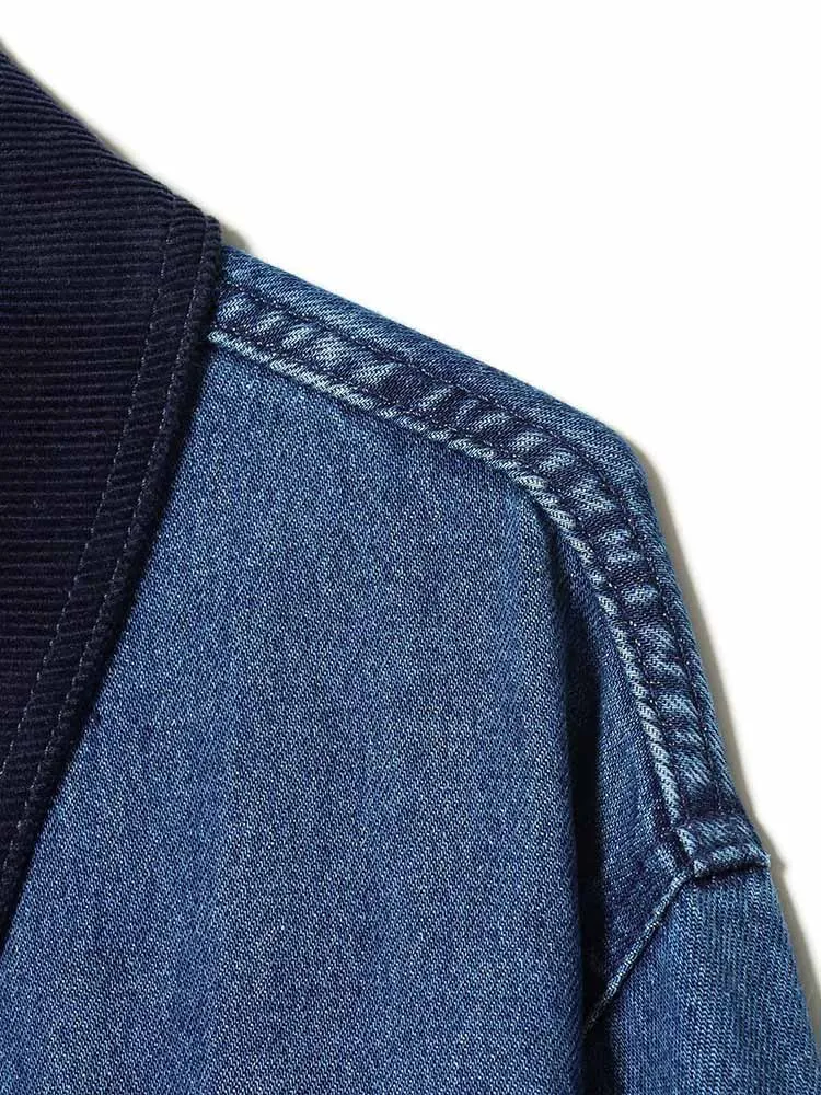 European and American style spring new arrival women's fashion loose and versatile corduroy collar denim jacket.