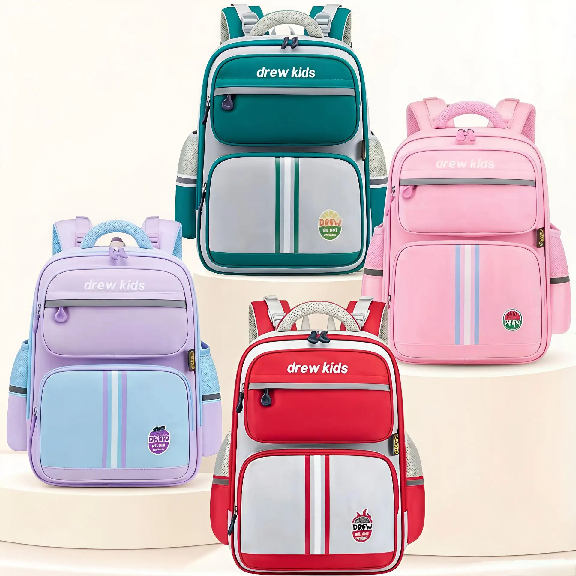 British Style Backpack for Grades 1-4,Spine-Protection School Bag for Boys Girls,Ergonomic Kids Backpack,Back to School