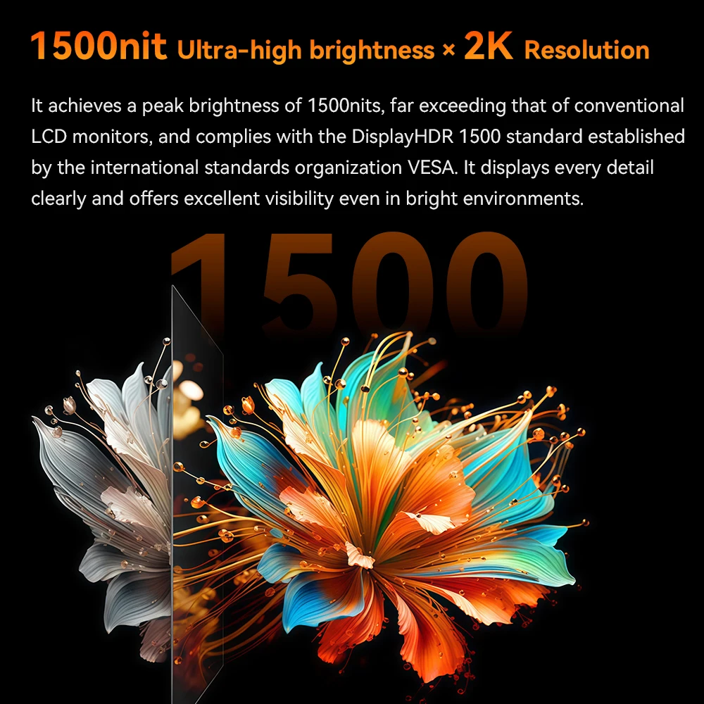 شاشة UPERFECT UColor Mini LED المحمولة مقاس 14 بوصة بدقة 2.5K و1500 شمعة/م2 ووقت استجابة 1 مللي ثانية ومزامنة مجانية للألعاب مع حامل وشاشة خارجية ثانية VESA Eye Care لأجهزة الكمبيوتر المحمولة ووحدة التحكم في الألعاب #4