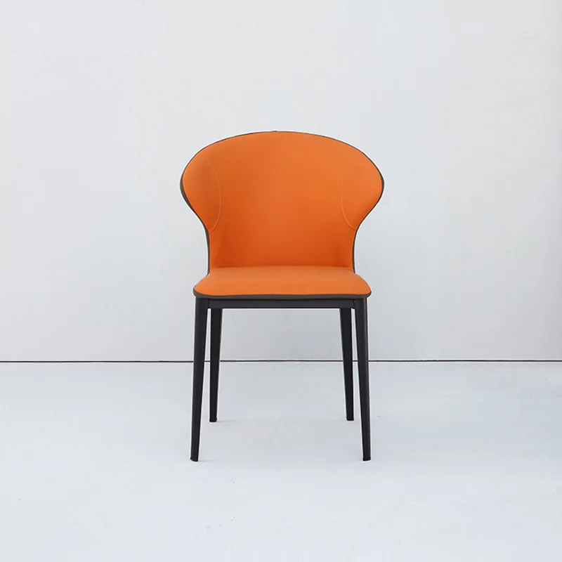 

Italian modern light luxury home new backrest dining chair hotel leisure chair wrought iron comfortable leather chair stool