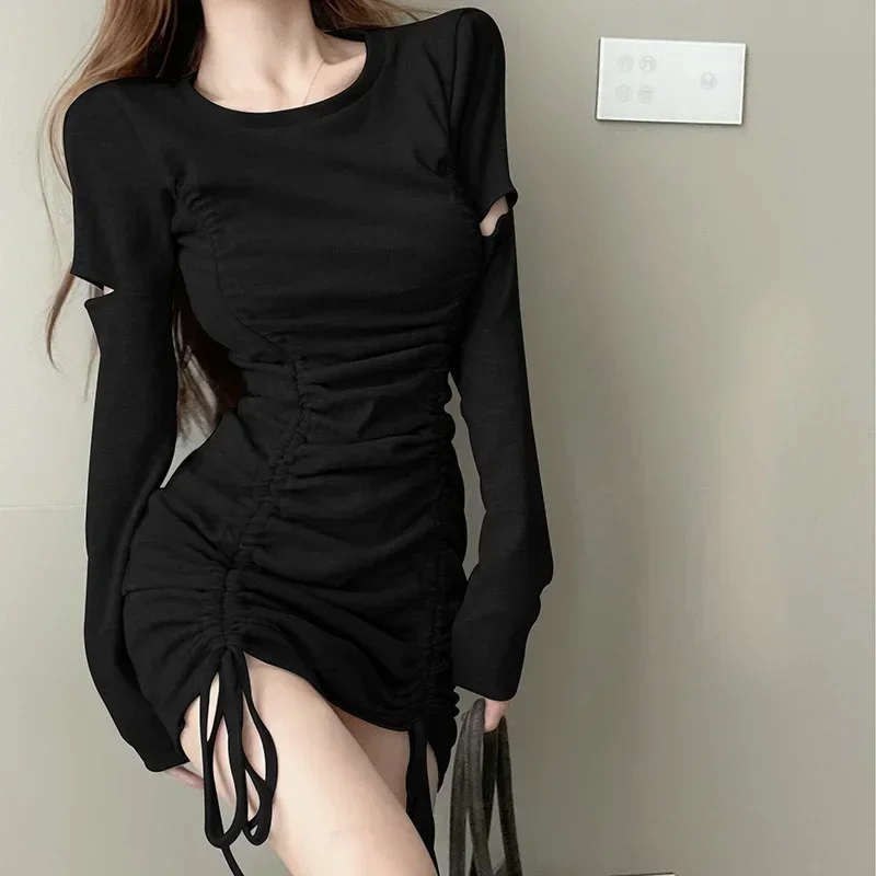 

New Spring Summer Bag Hip Hollow Out Fashion Dresses One Piece Women Korean Temperament High Waist Tight Vintage Vestido Y2k 원피스