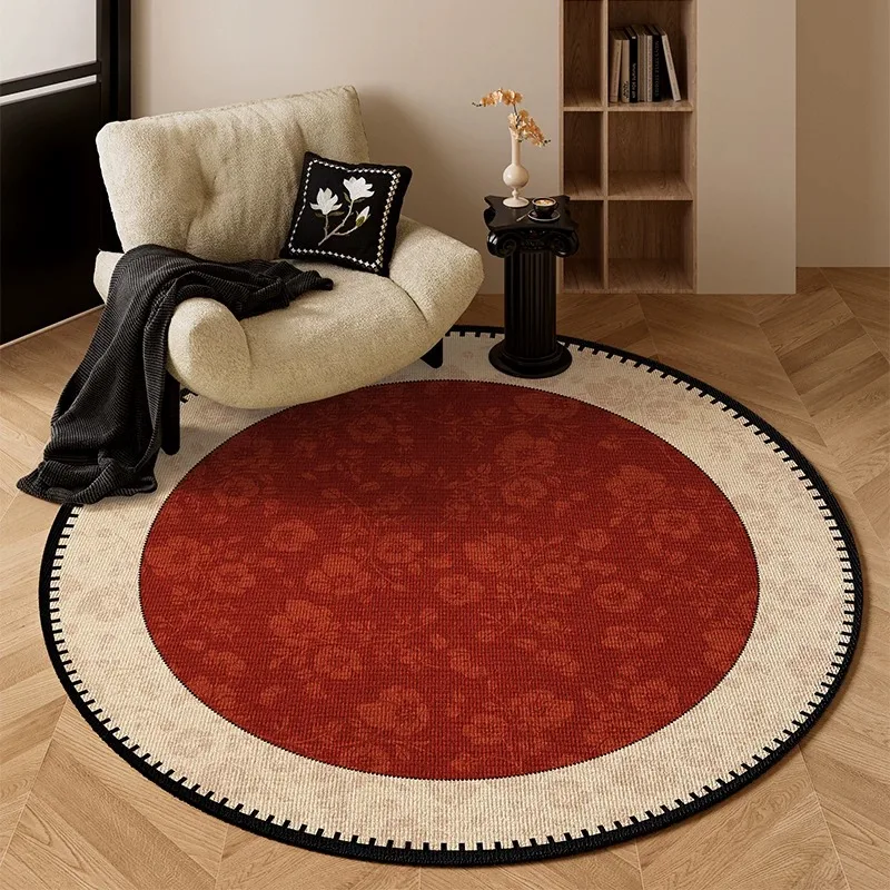 Round Living Room Rug Stain-Resistant Durable Wear-Resistant Floor Mat Luxurious Floral Rugs Large Size Home Decoration Carpet